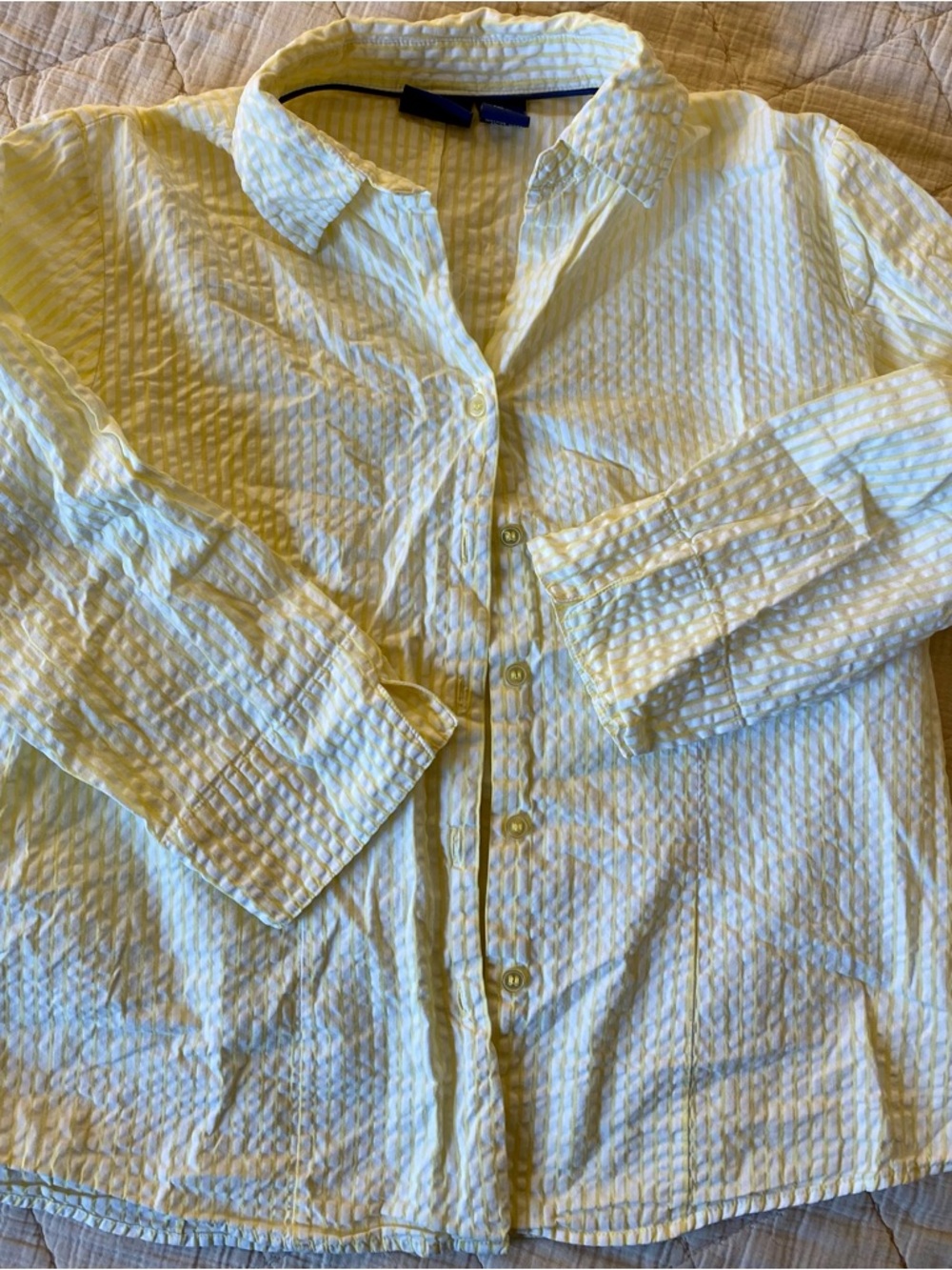 Mountain Lake Yellow and White Seersucker Button-Down Shirt